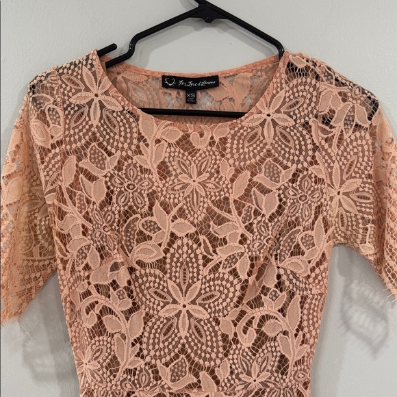 For love and Lemons Luna lace blush peach midi dress romantic feminine wedding - Picture 3 of 6